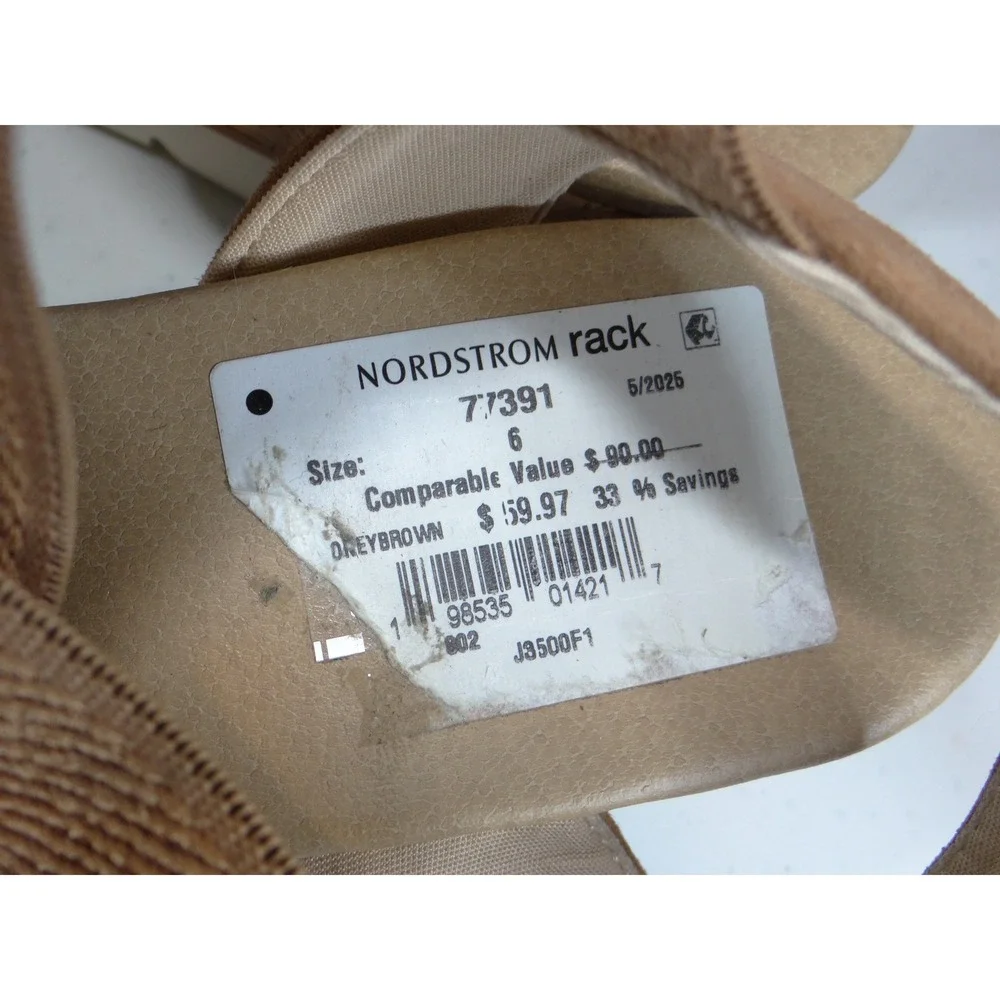 Just Cute Brown Cork Wedge Elastic Strap‎ Sandals Mens 6 Womens 8